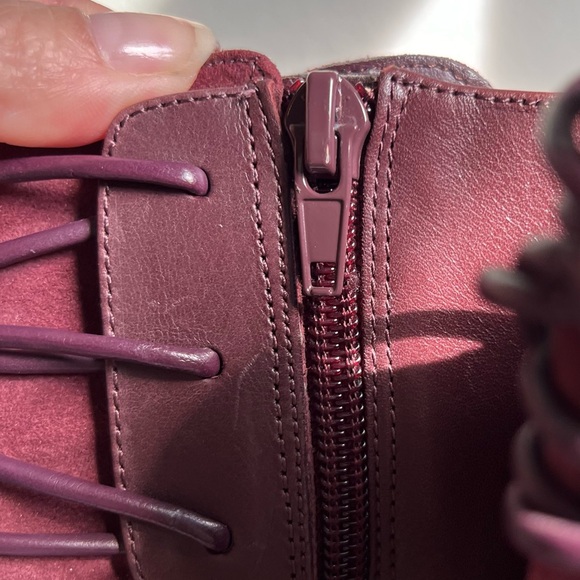 Nine West Maroon Leather Lace-Up Boot Size 5 1/2 - Picture 4 of 12